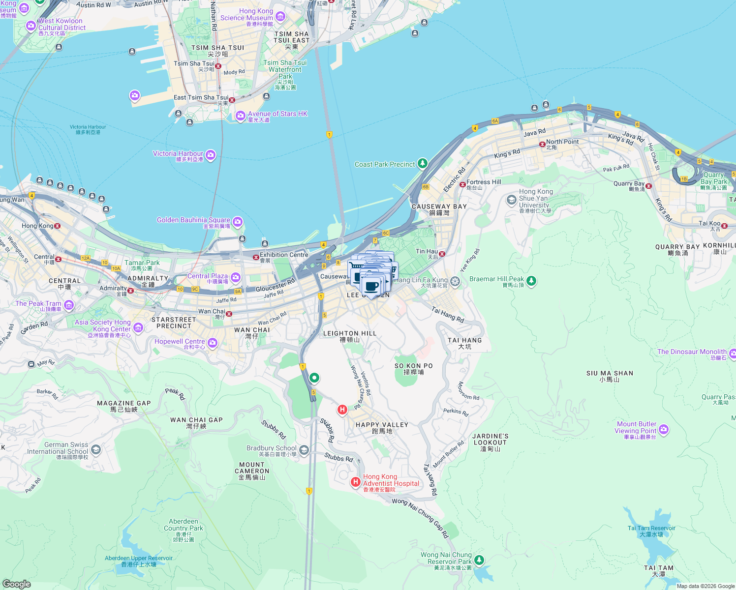 map of restaurants, bars, coffee shops, grocery stores, and more near in 