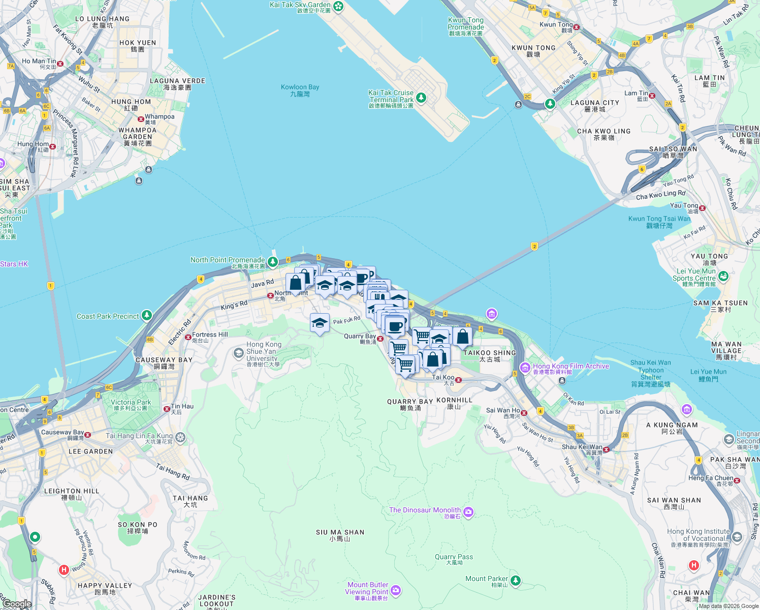 map of restaurants, bars, coffee shops, grocery stores, and more near in 