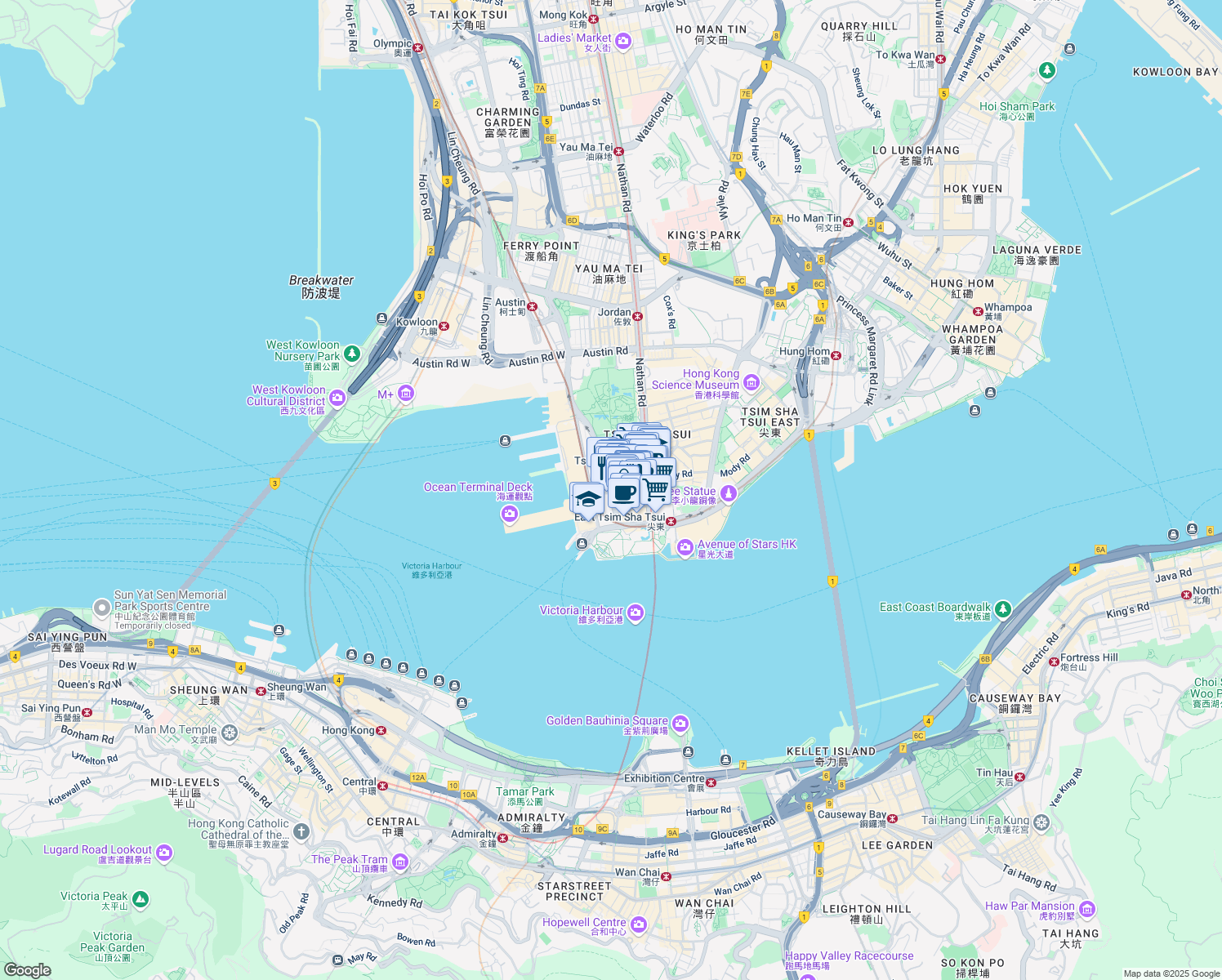 map of restaurants, bars, coffee shops, grocery stores, and more near in 