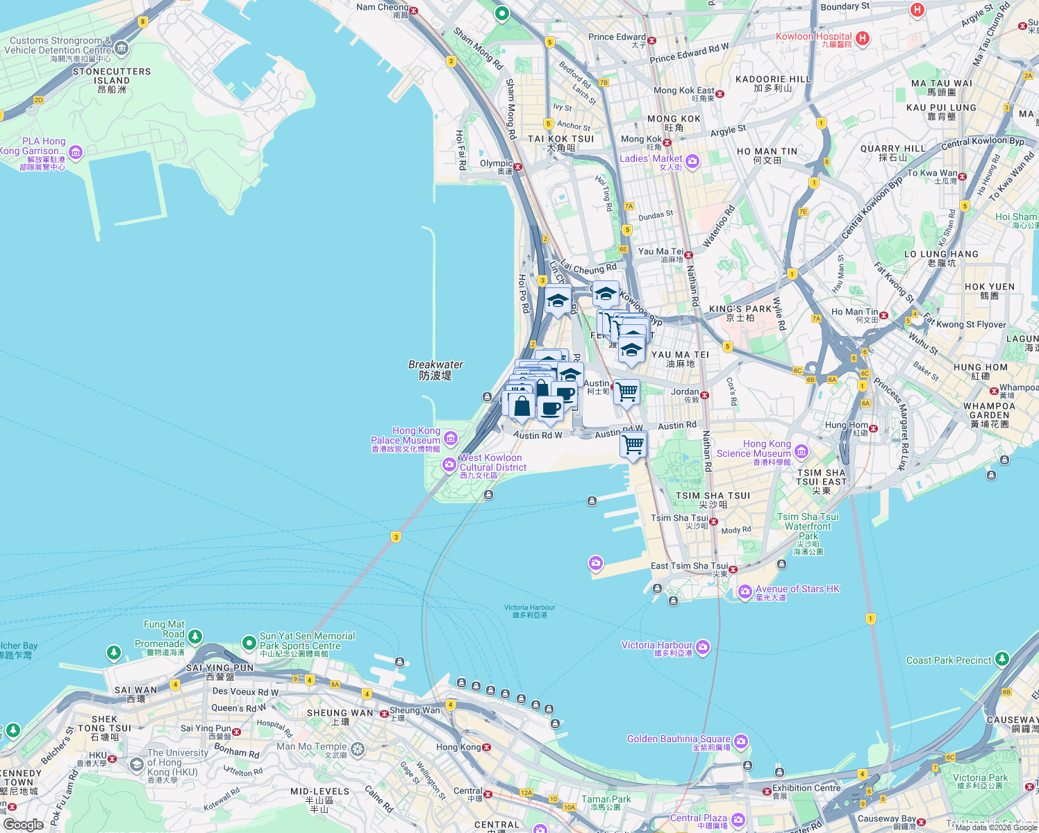 map of restaurants, bars, coffee shops, grocery stores, and more near in 