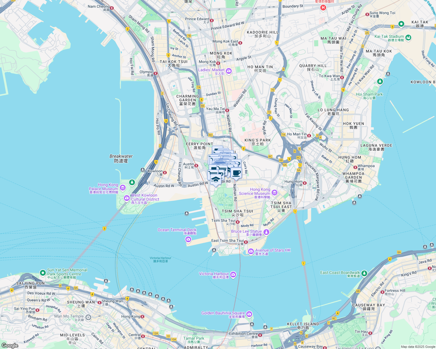 map of restaurants, bars, coffee shops, grocery stores, and more near in 