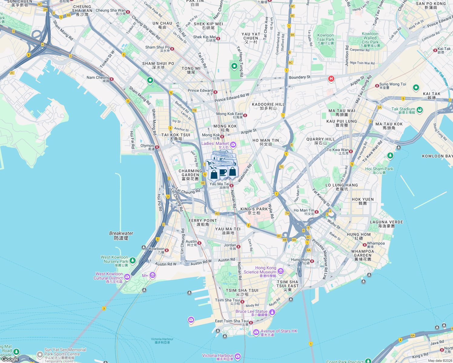 map of restaurants, bars, coffee shops, grocery stores, and more near in 