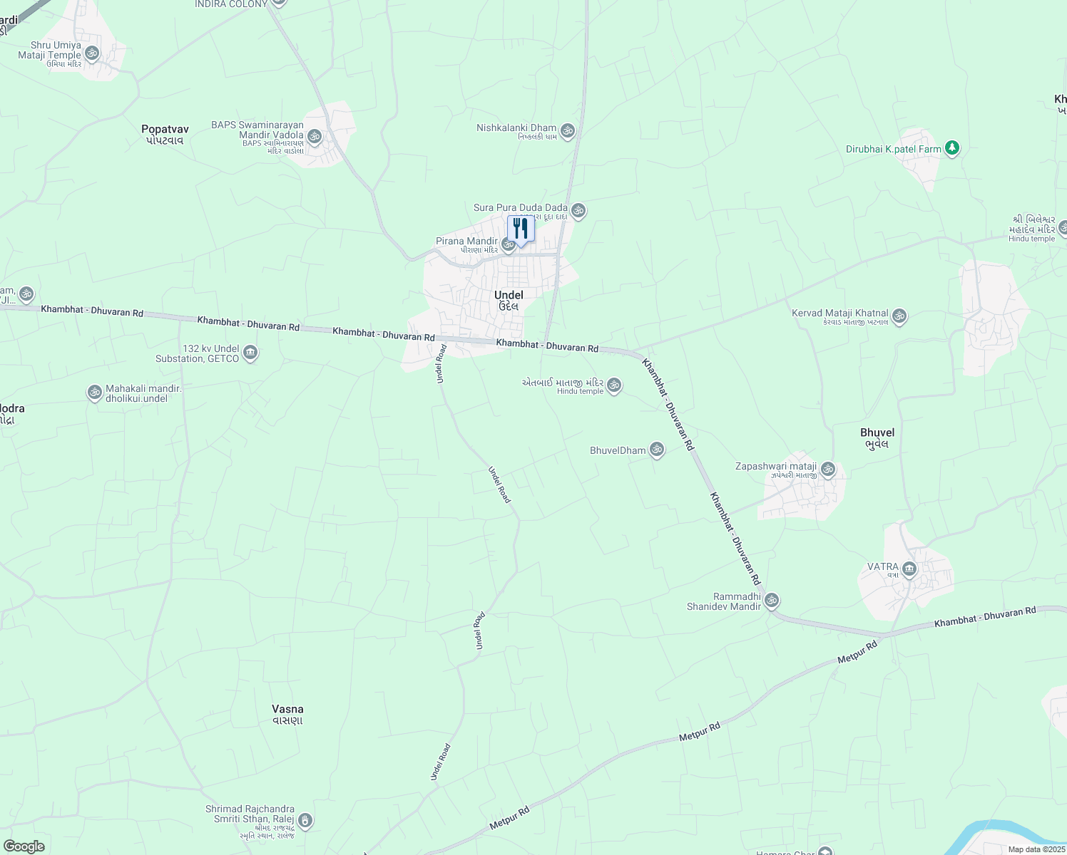 map of restaurants, bars, coffee shops, grocery stores, and more near in Anand