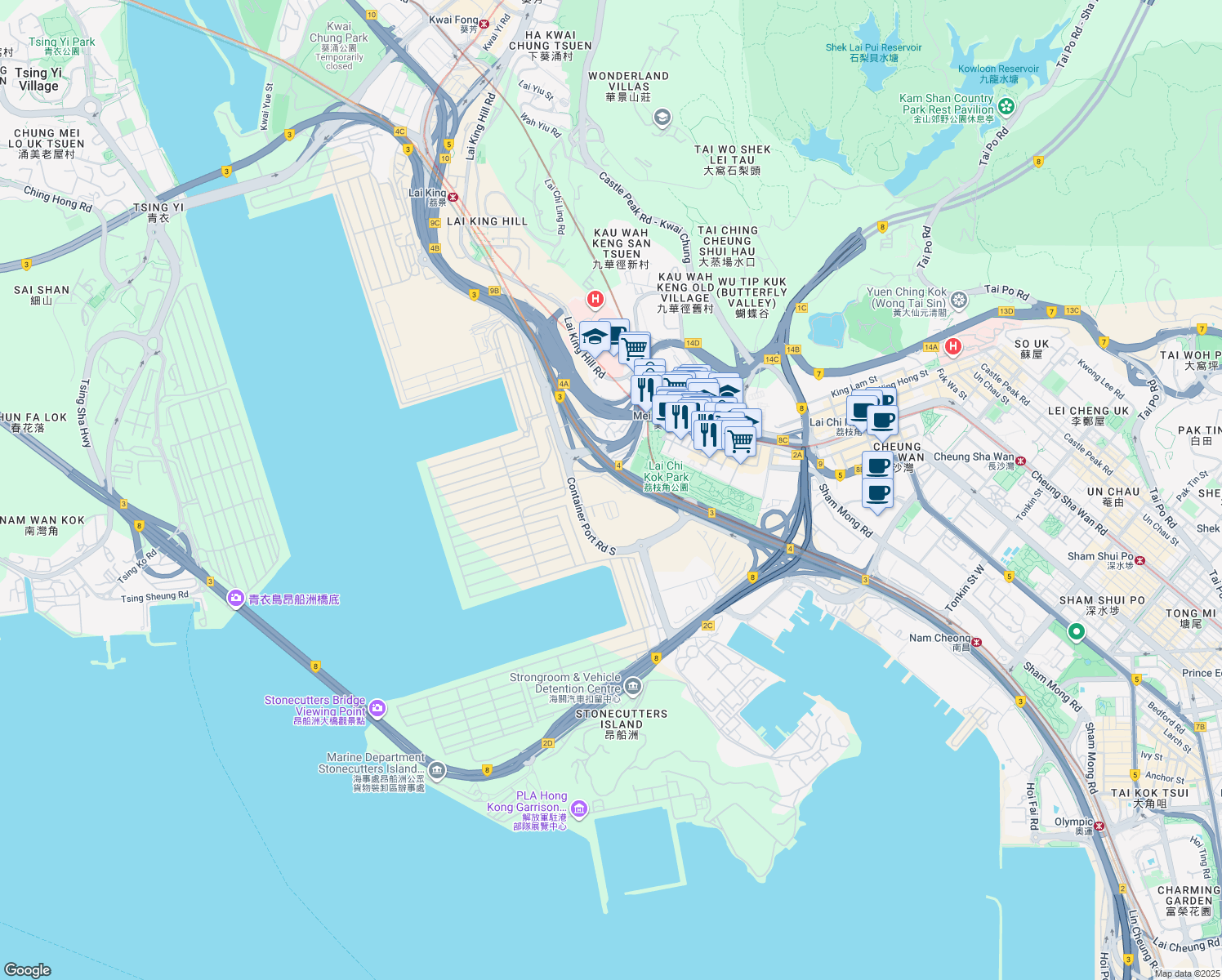 map of restaurants, bars, coffee shops, grocery stores, and more near in 