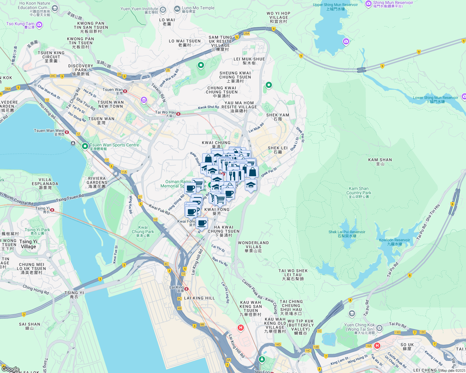 map of restaurants, bars, coffee shops, grocery stores, and more near in 