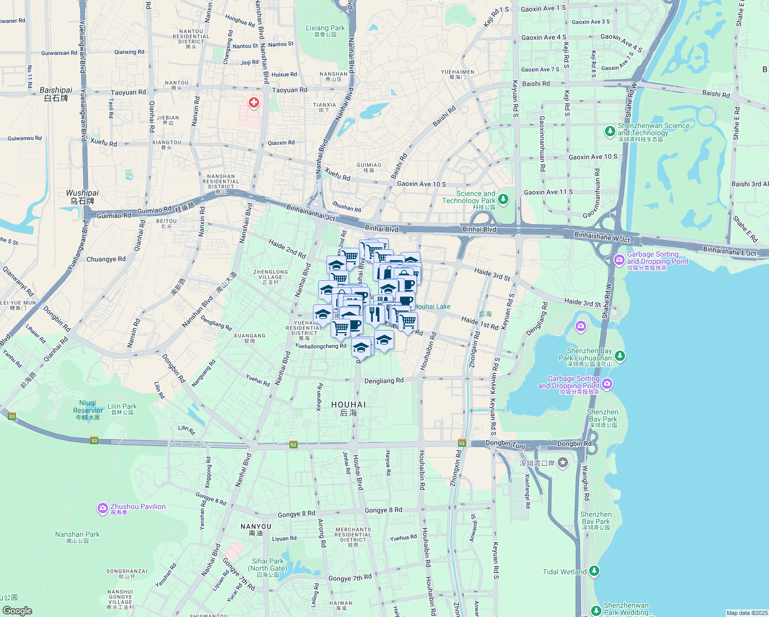 map of restaurants, bars, coffee shops, grocery stores, and more near in Shenzhen