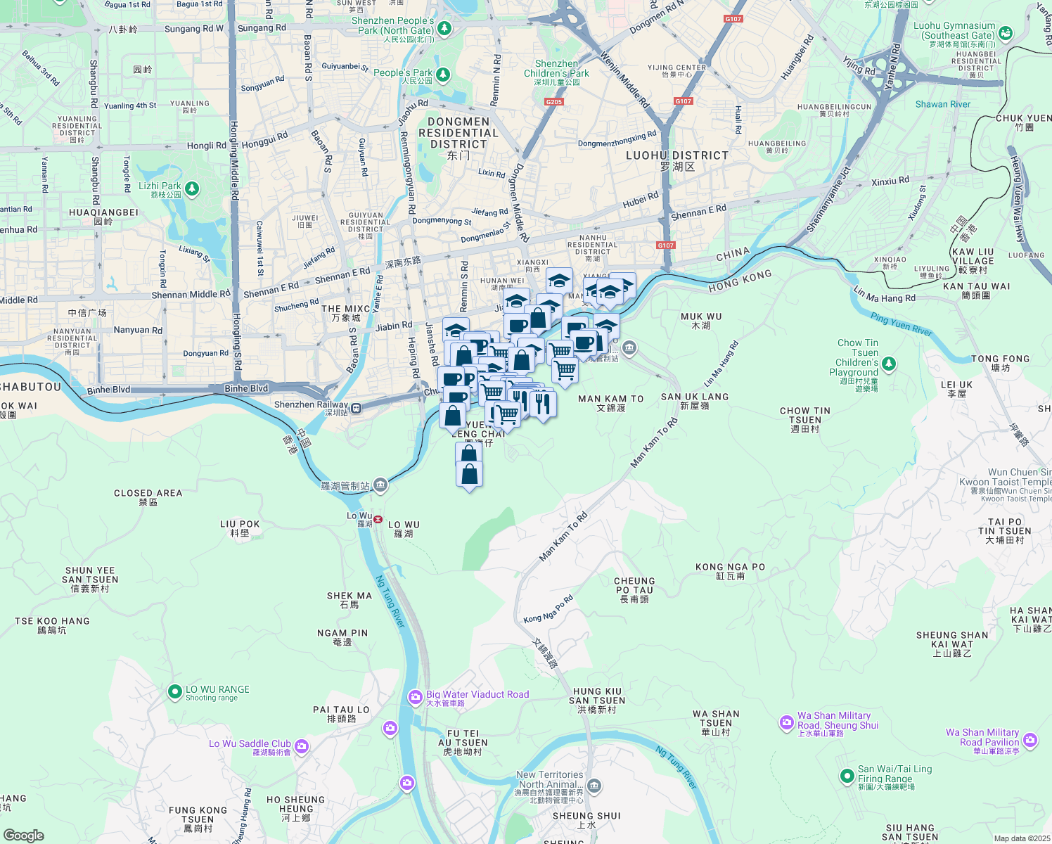 map of restaurants, bars, coffee shops, grocery stores, and more near in 深圳市