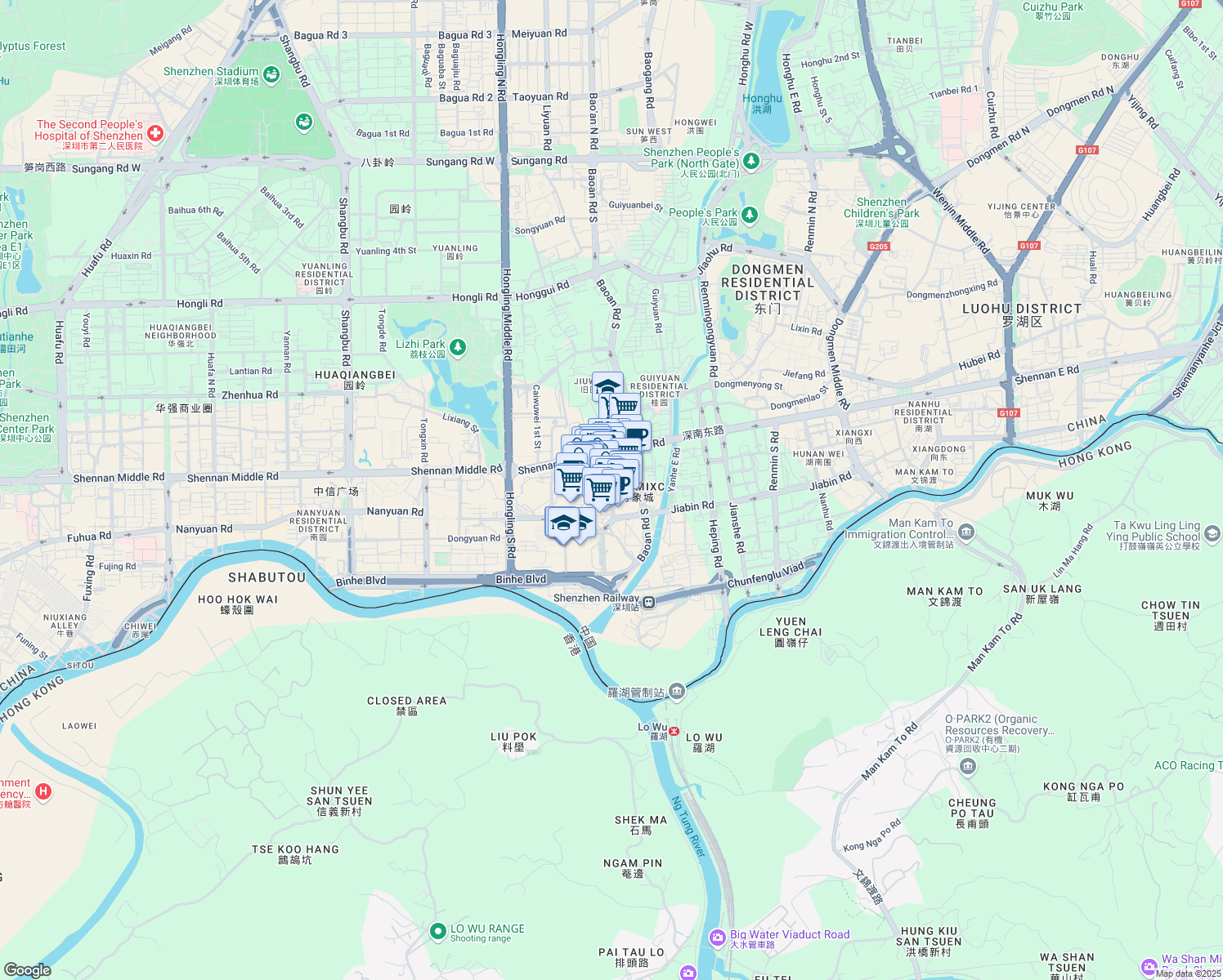 map of restaurants, bars, coffee shops, grocery stores, and more near 1881 Bao'an South Road in Shenzhen Shi