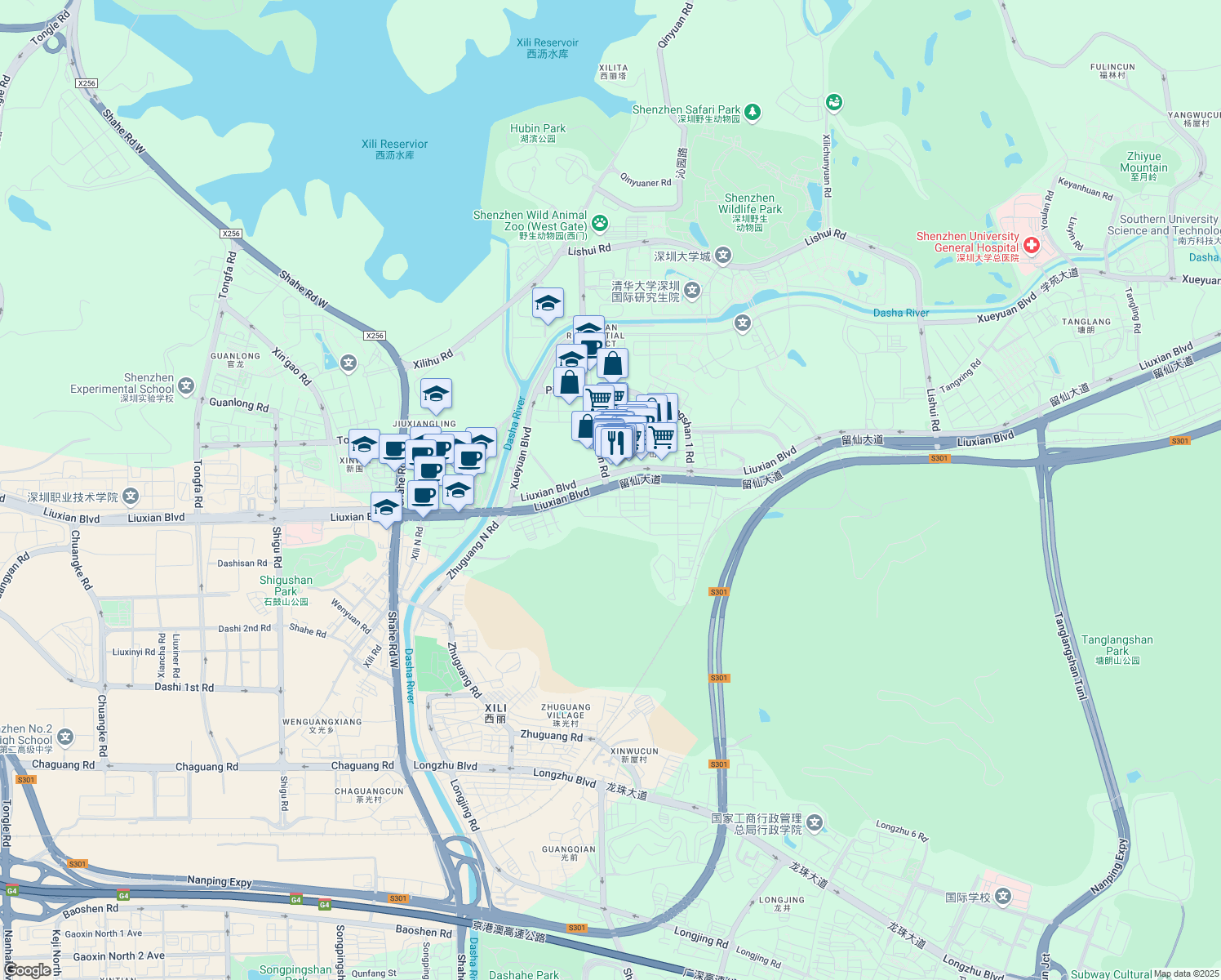 map of restaurants, bars, coffee shops, grocery stores, and more near in Shenzhen