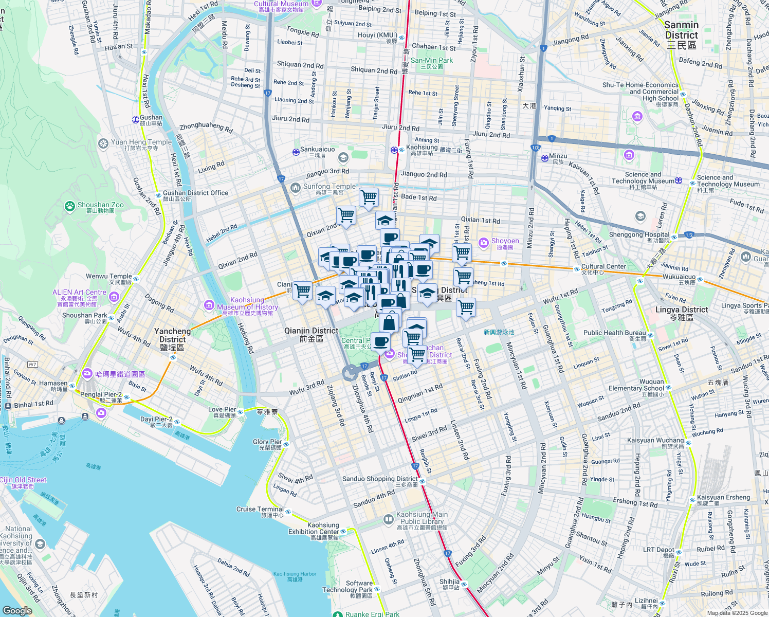 map of restaurants, bars, coffee shops, grocery stores, and more near in 