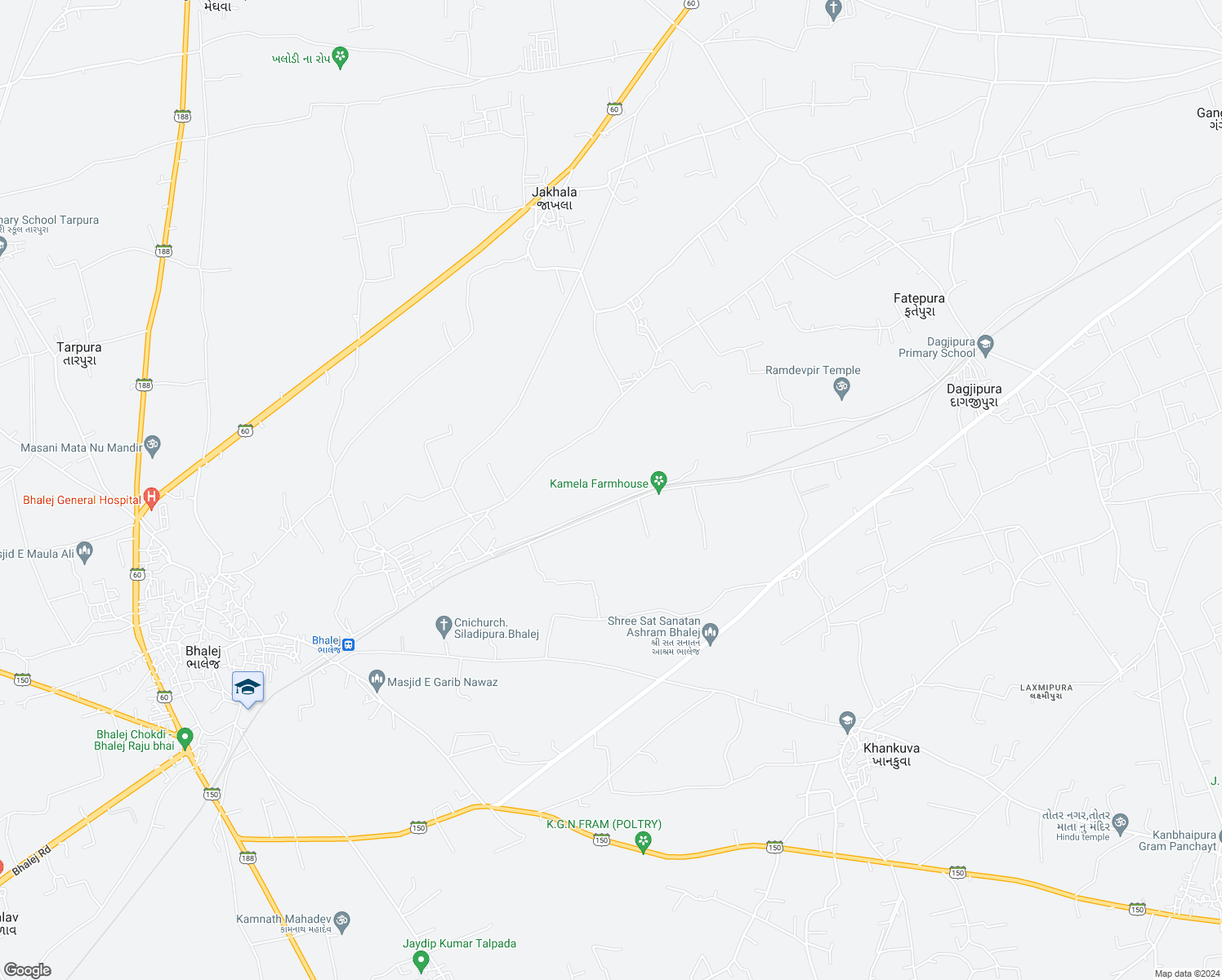 map of restaurants, bars, coffee shops, grocery stores, and more near in Bhalej