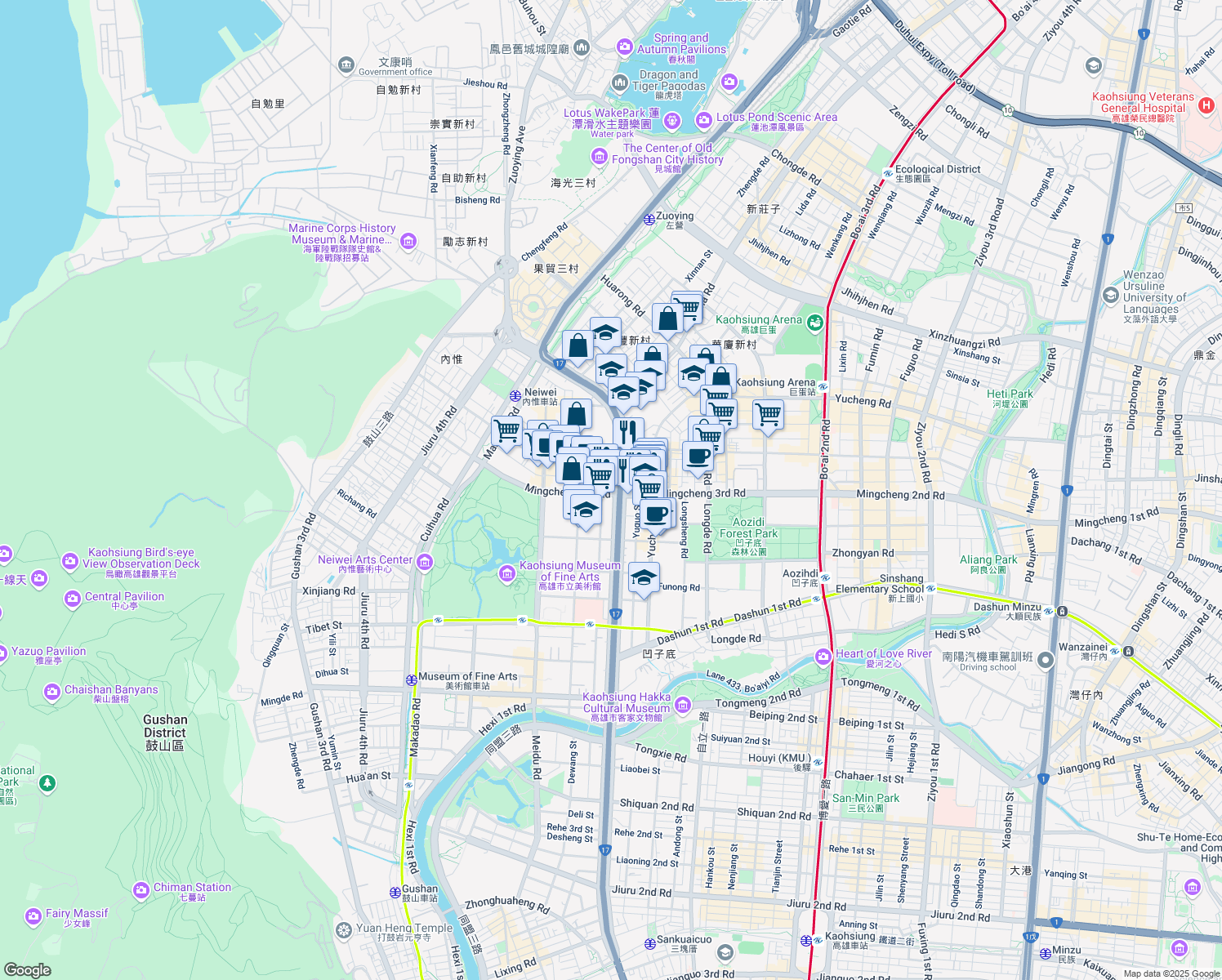 map of restaurants, bars, coffee shops, grocery stores, and more near in 