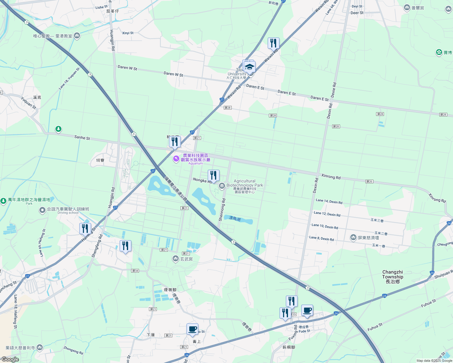 map of restaurants, bars, coffee shops, grocery stores, and more near in Pingtung County