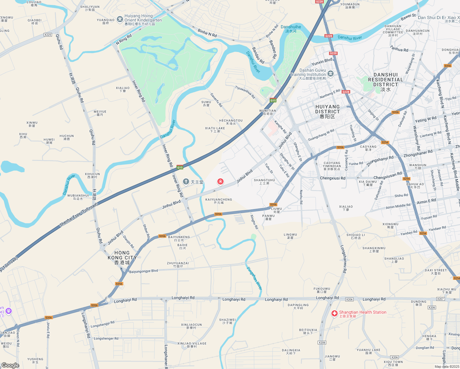 map of restaurants, bars, coffee shops, grocery stores, and more near Jin Hui Da Dao in Hui Zhou Shi