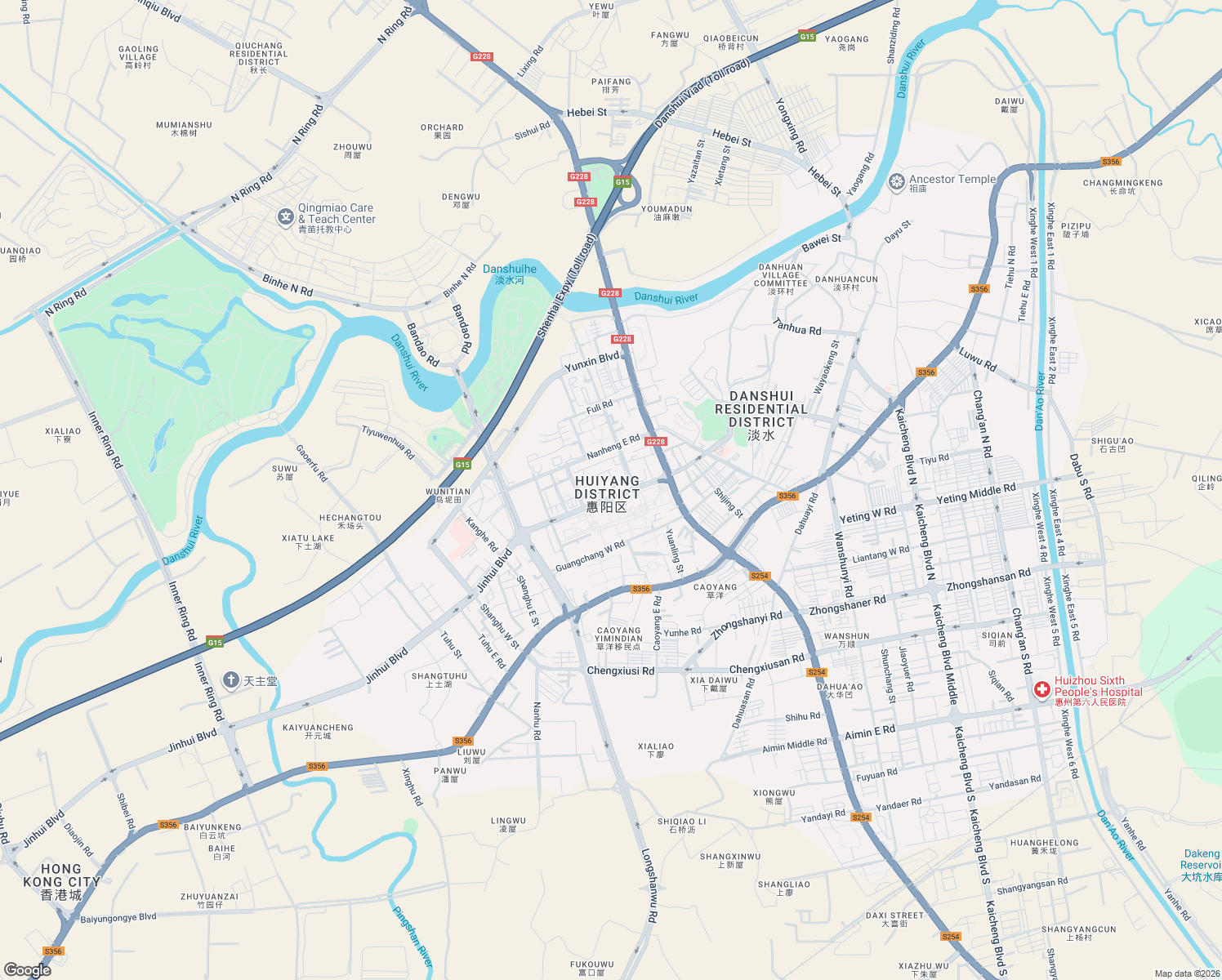 map of restaurants, bars, coffee shops, grocery stores, and more near in Huizhou