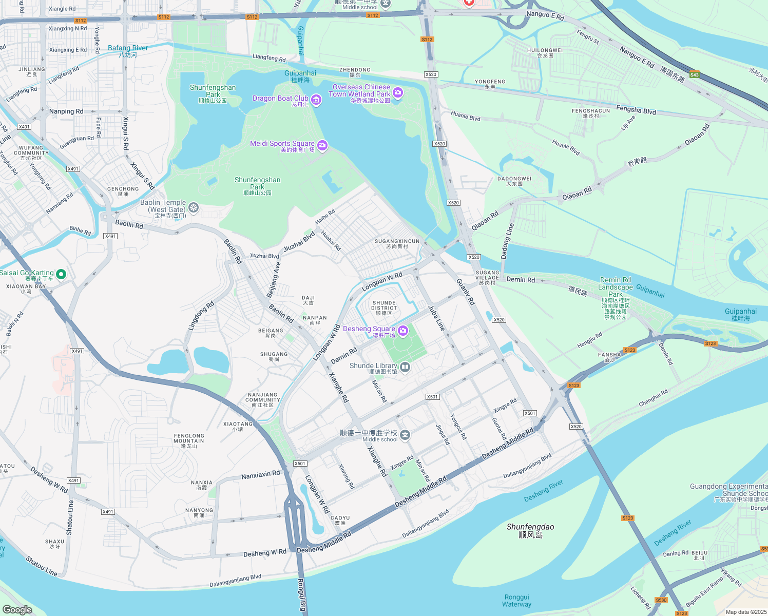 map of restaurants, bars, coffee shops, grocery stores, and more near in Foshan