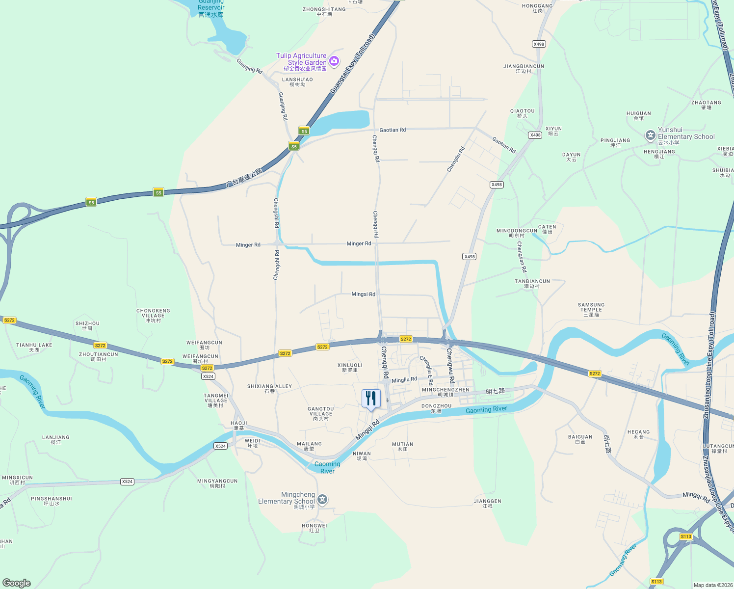 map of restaurants, bars, coffee shops, grocery stores, and more near Ming Xi Lu in Fo Shan Shi