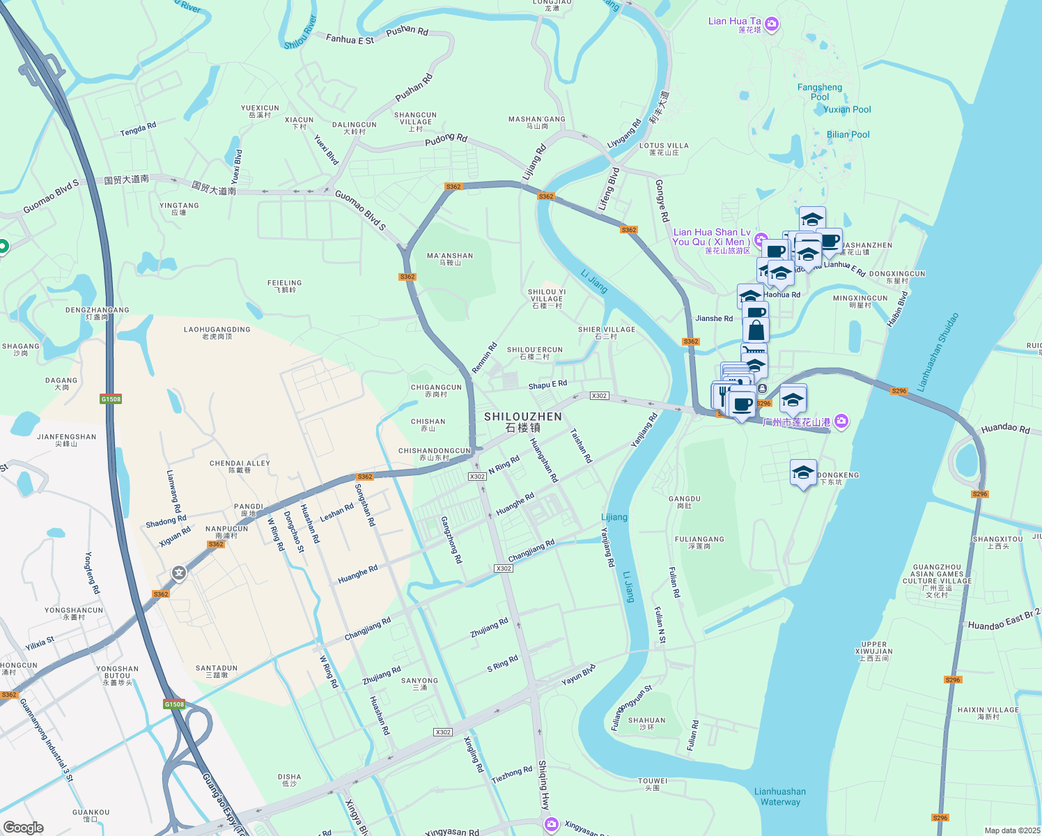 map of restaurants, bars, coffee shops, grocery stores, and more near in Guangzhou