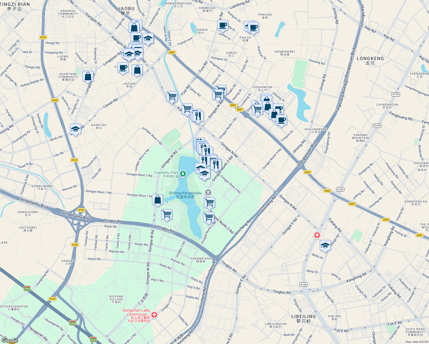 map of restaurants, bars, coffee shops, grocery stores, and more near in Dongguan