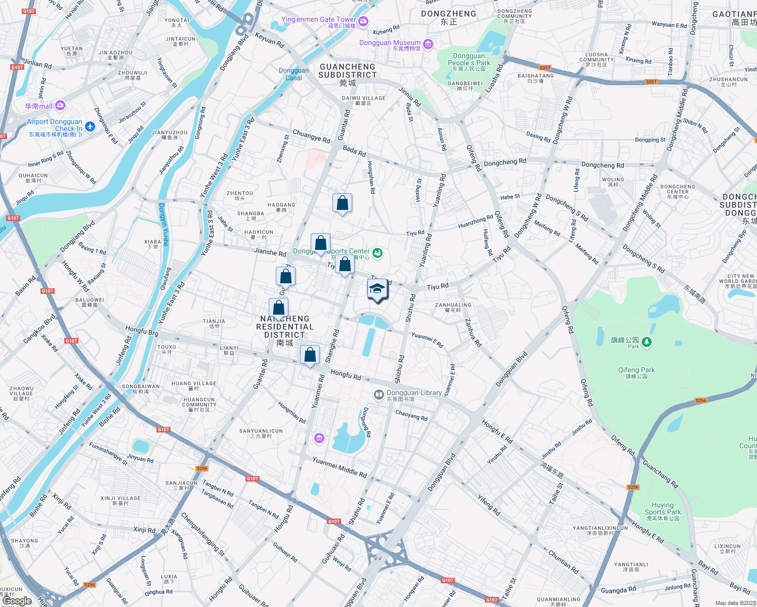 map of restaurants, bars, coffee shops, grocery stores, and more near in Dongguan