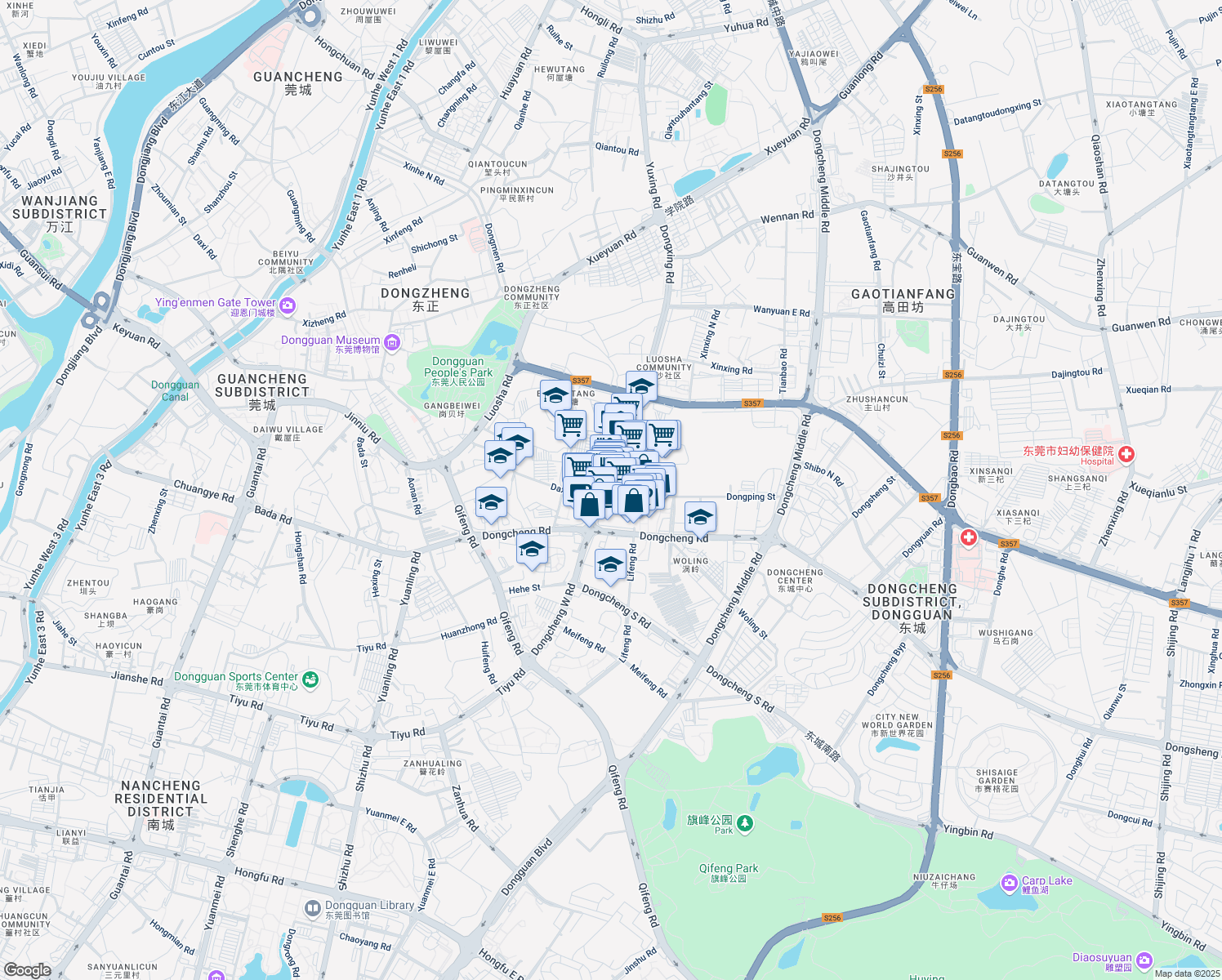 map of restaurants, bars, coffee shops, grocery stores, and more near in Dongguan