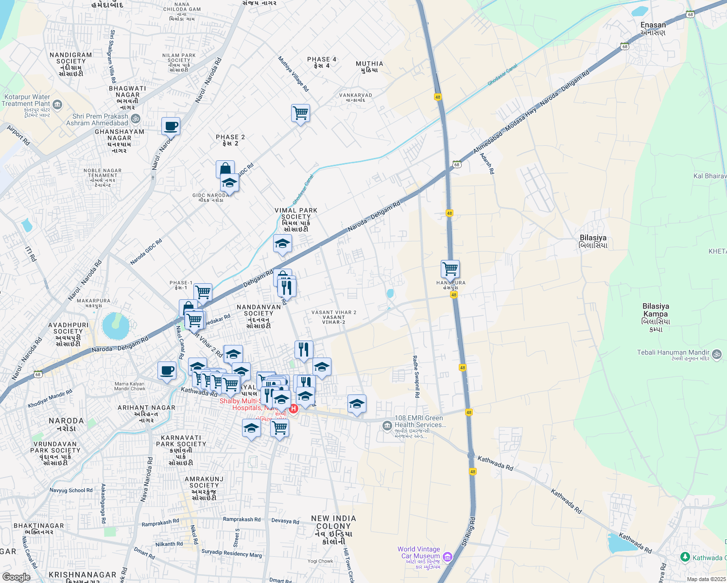 map of restaurants, bars, coffee shops, grocery stores, and more near in Ahmedabad