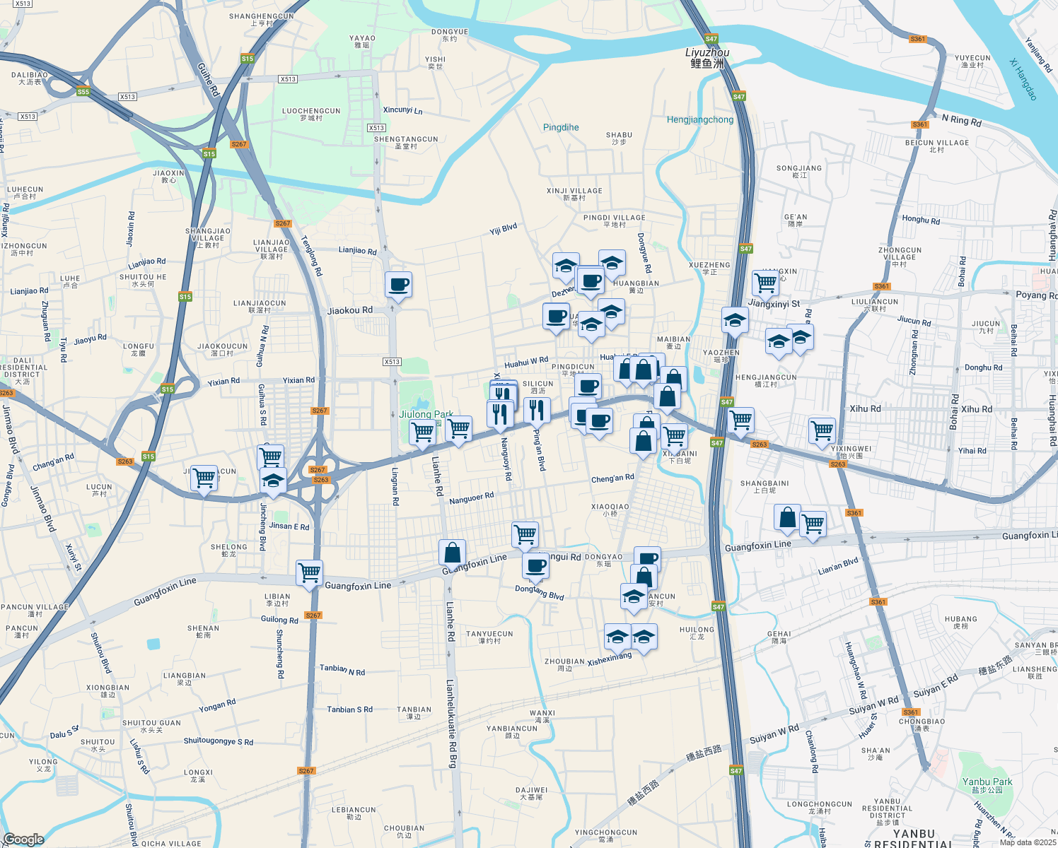 map of restaurants, bars, coffee shops, grocery stores, and more near Guang Fo Lu in Fo Shan Shi