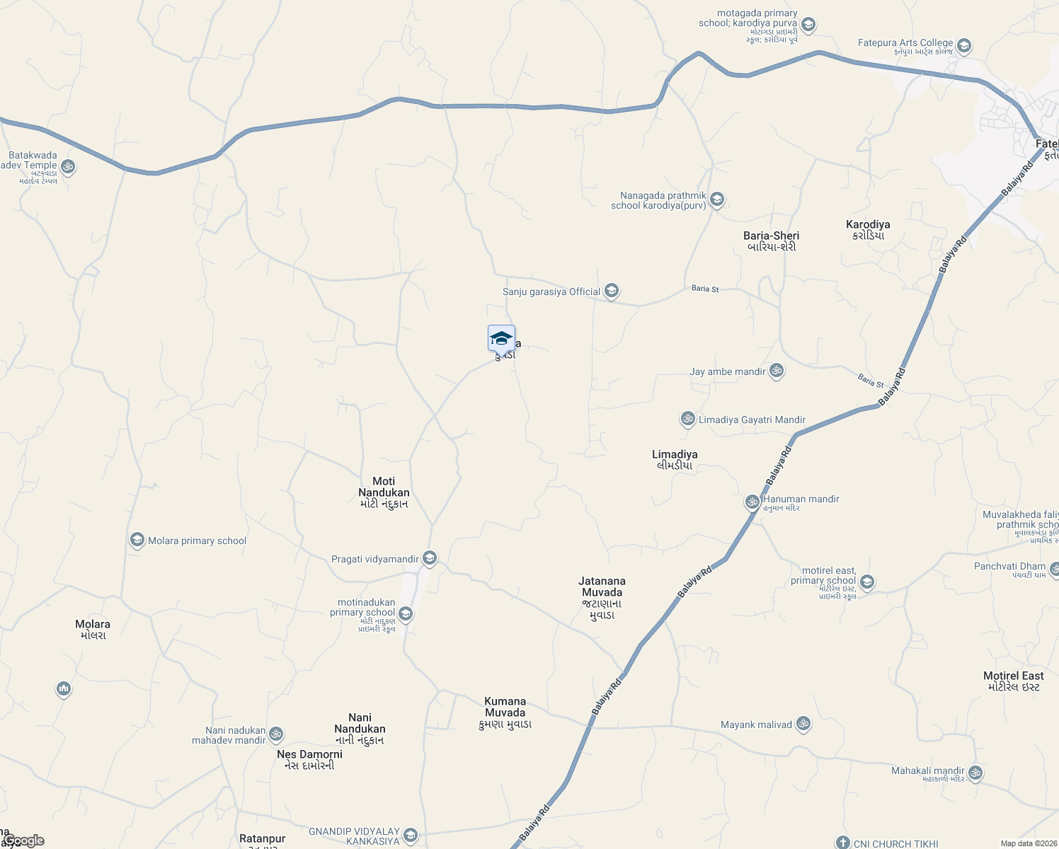 map of restaurants, bars, coffee shops, grocery stores, and more near in Balaiya