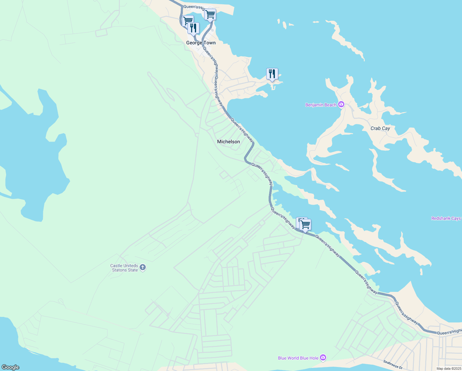 map of restaurants, bars, coffee shops, grocery stores, and more near in Michelson