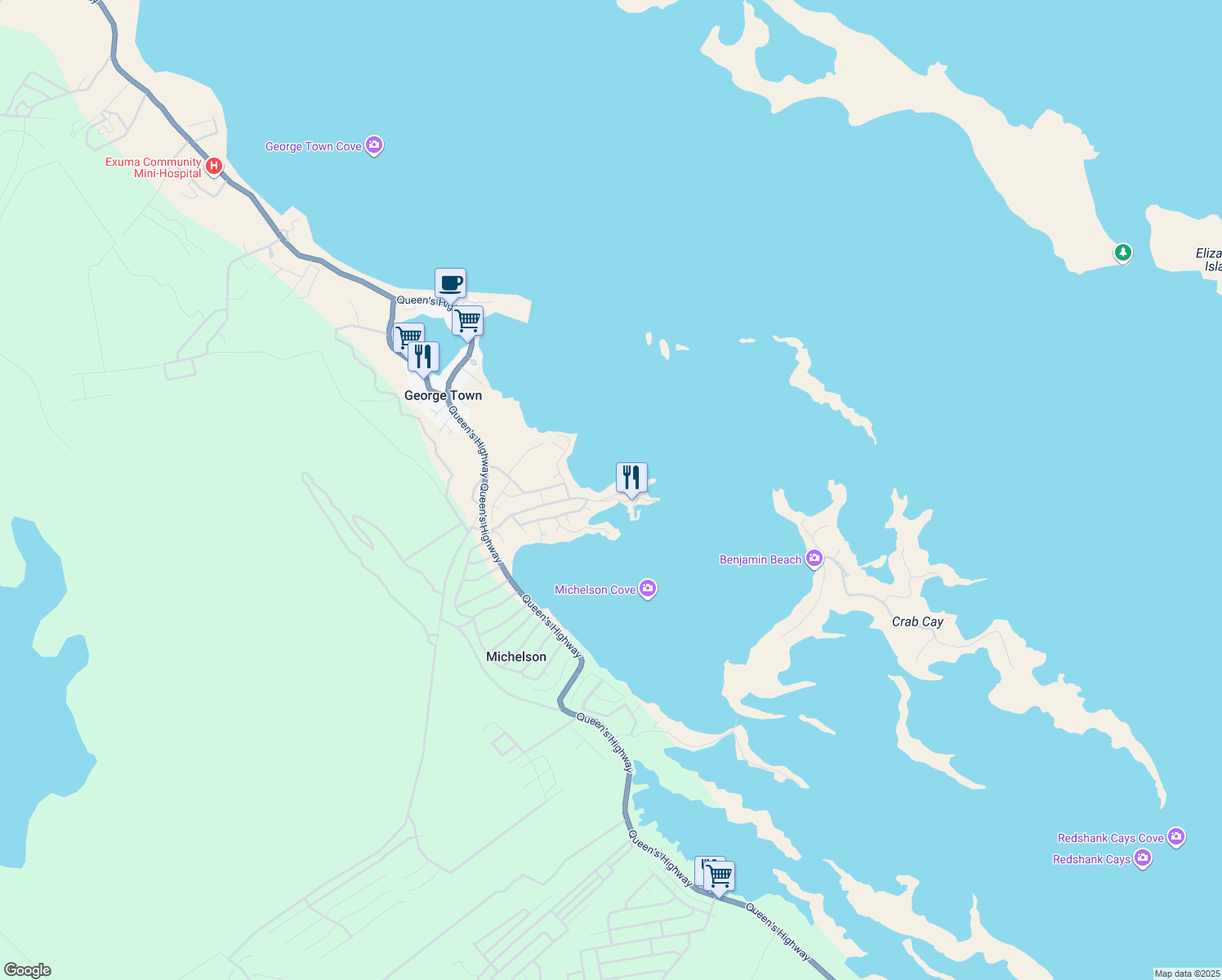 map of restaurants, bars, coffee shops, grocery stores, and more near Unnamed Road in Michelson