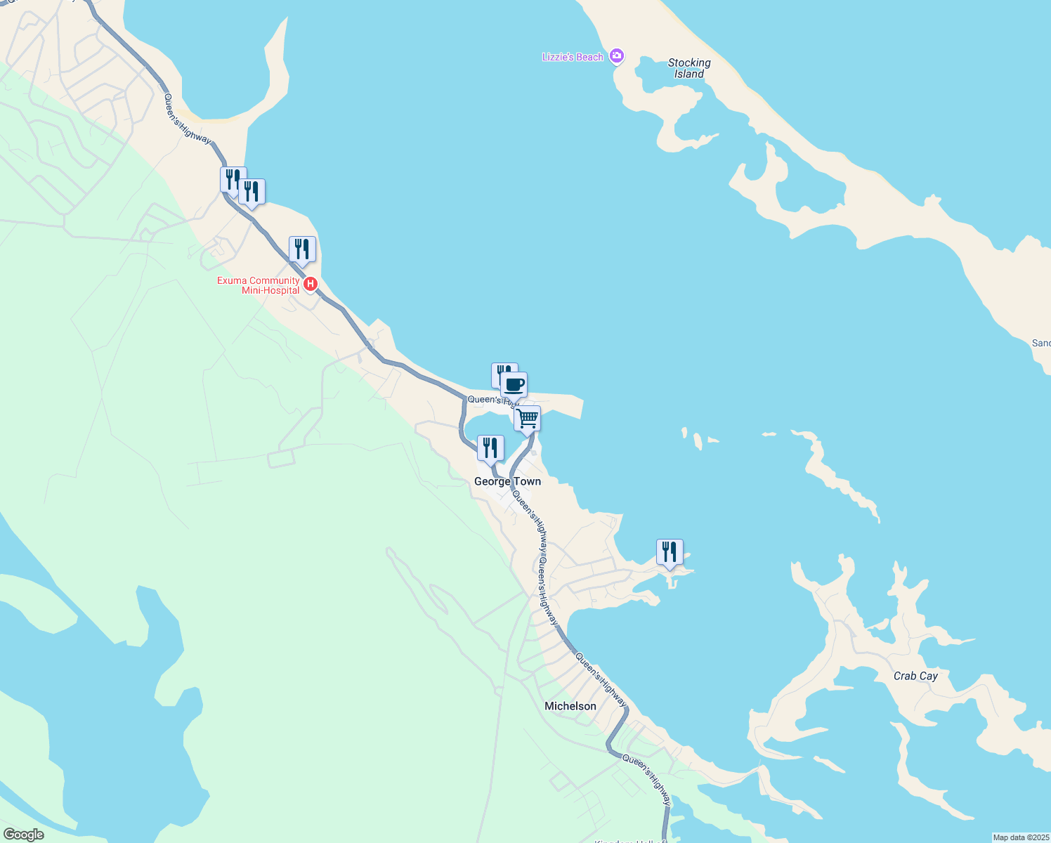 map of restaurants, bars, coffee shops, grocery stores, and more near Unnamed Road in George Town
