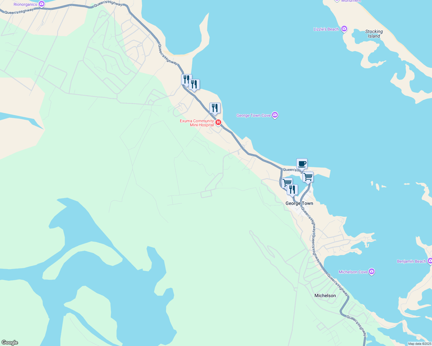 map of restaurants, bars, coffee shops, grocery stores, and more near in George Town