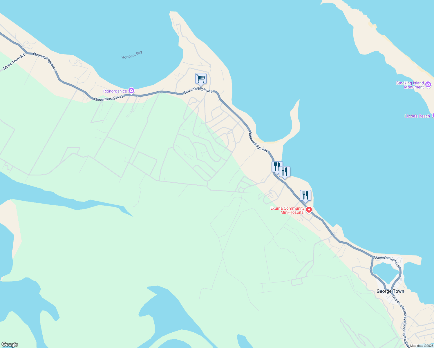 map of restaurants, bars, coffee shops, grocery stores, and more near in George Town
