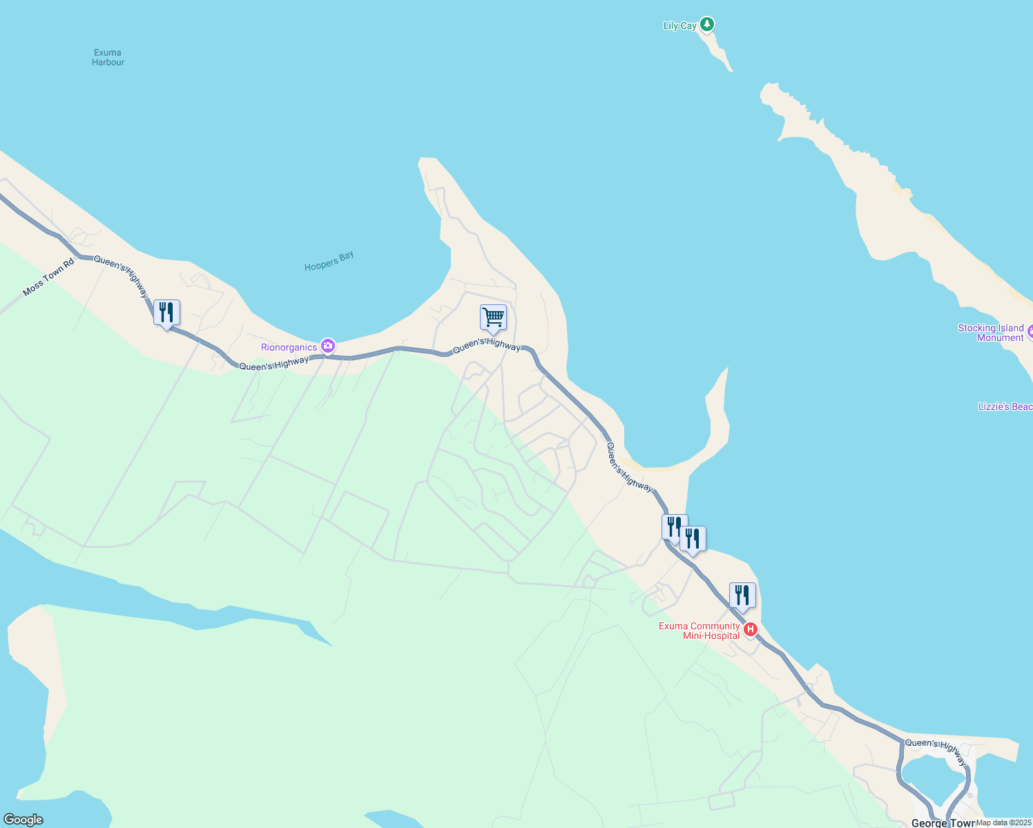 map of restaurants, bars, coffee shops, grocery stores, and more near in George Town