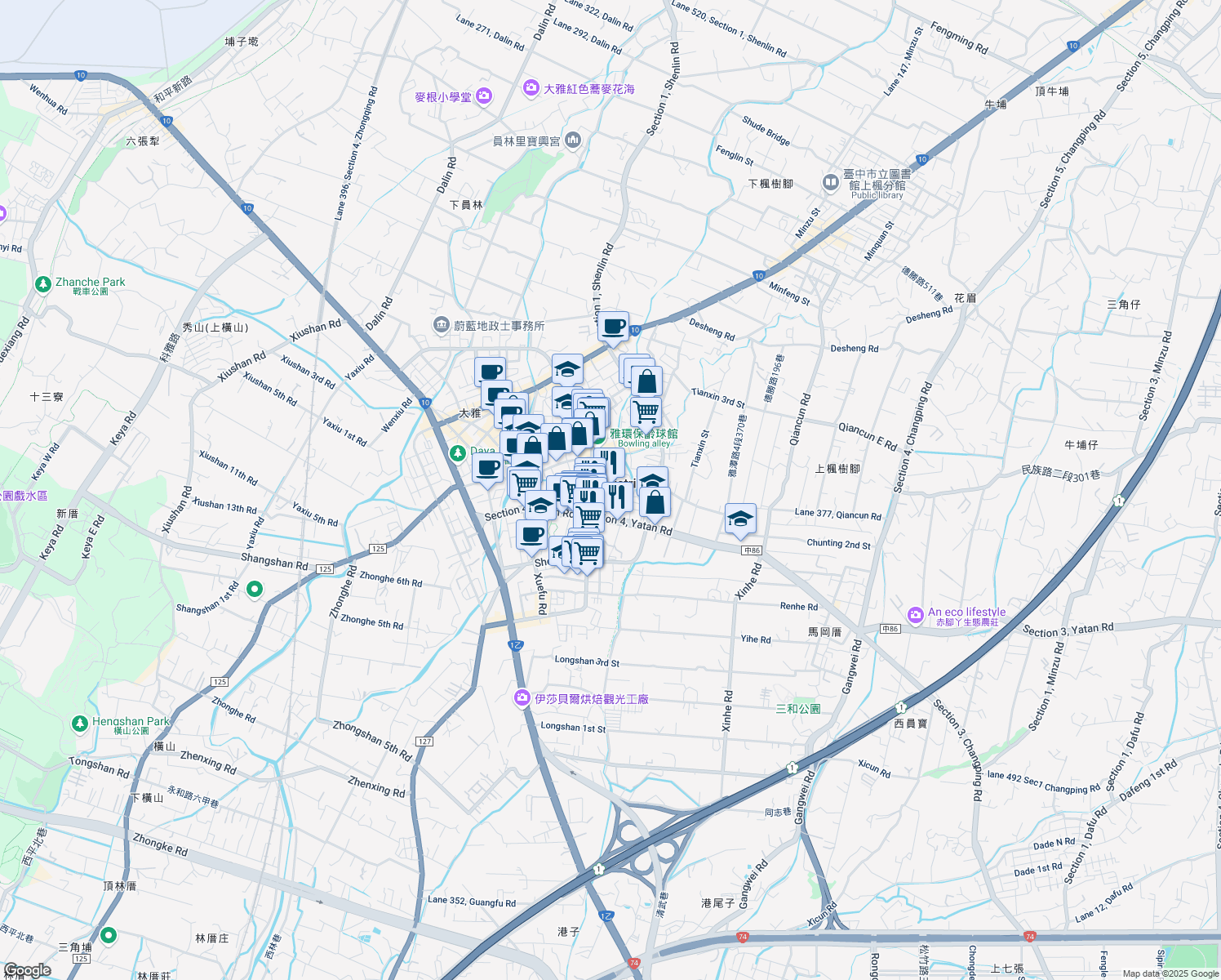 map of restaurants, bars, coffee shops, grocery stores, and more near in 