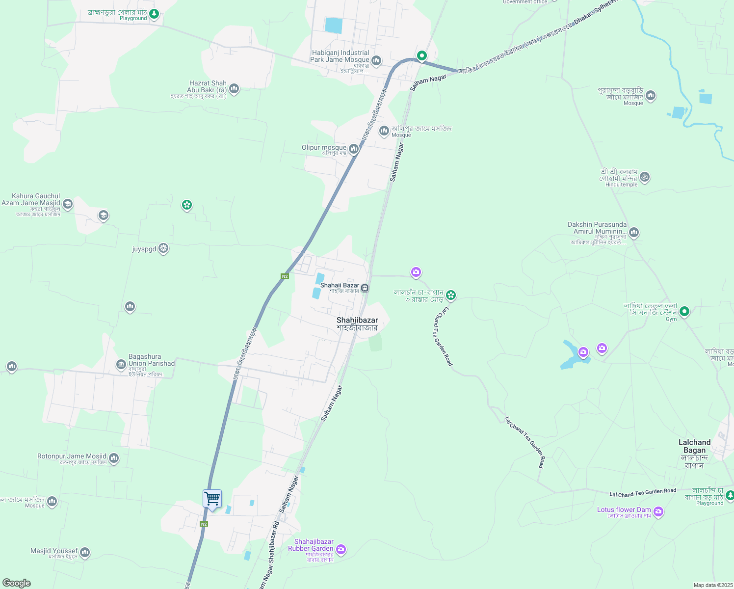 map of restaurants, bars, coffee shops, grocery stores, and more near Saiham Nagar in Habiganj District