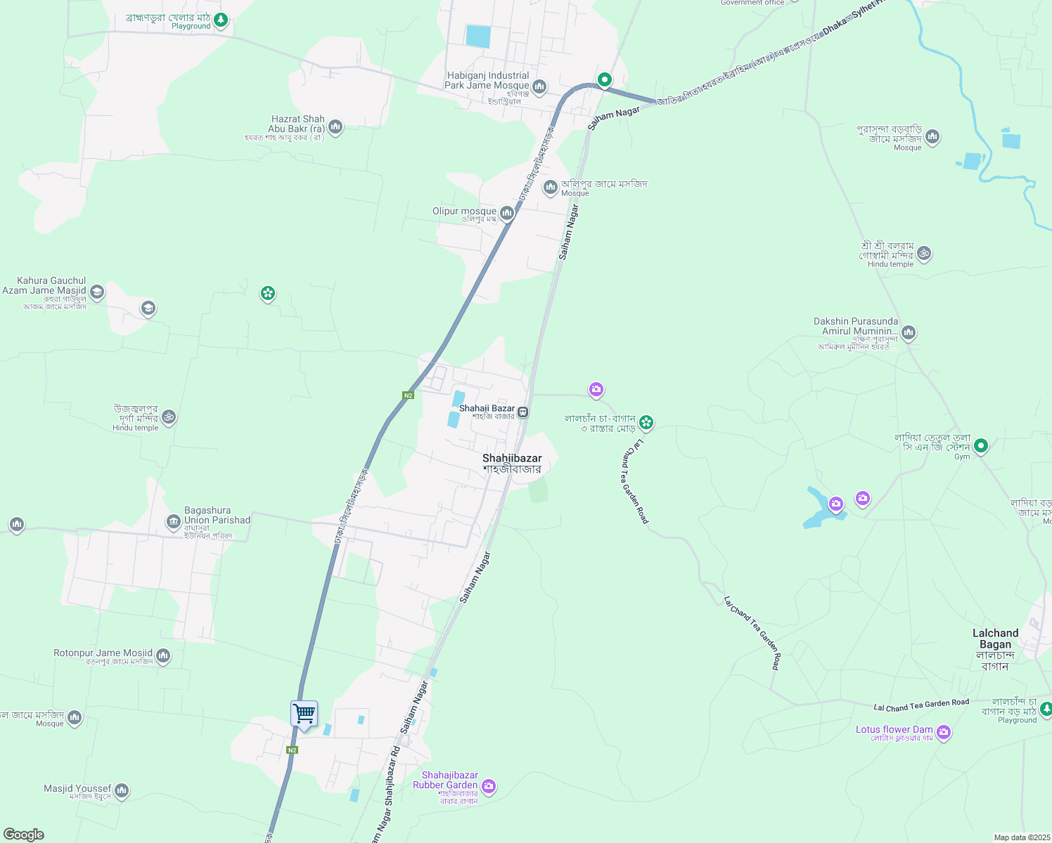 map of restaurants, bars, coffee shops, grocery stores, and more near Saiham Nagar in Habiganj District