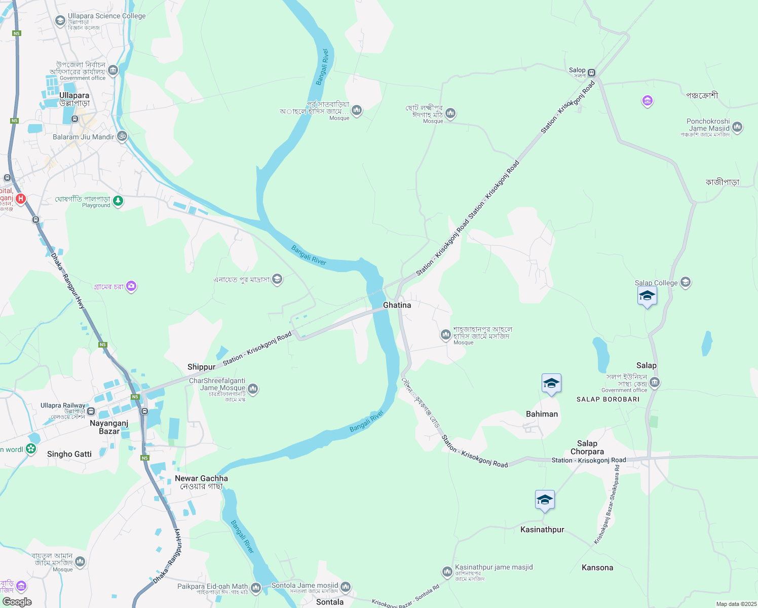 map of restaurants, bars, coffee shops, grocery stores, and more near in Sirajganj District