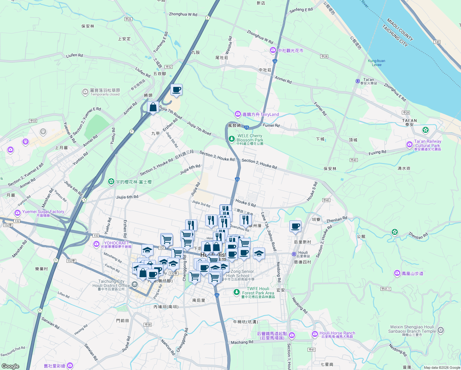 map of restaurants, bars, coffee shops, grocery stores, and more near in 