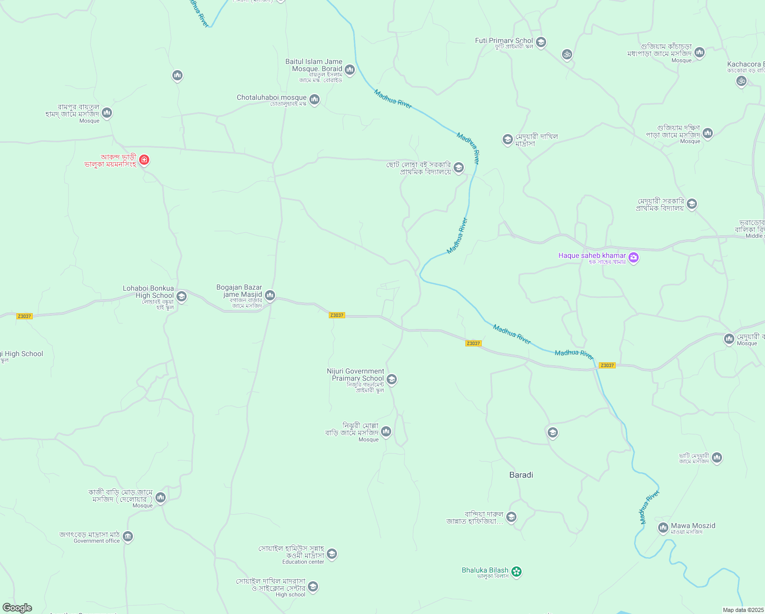 map of restaurants, bars, coffee shops, grocery stores, and more near in Mymensingh District