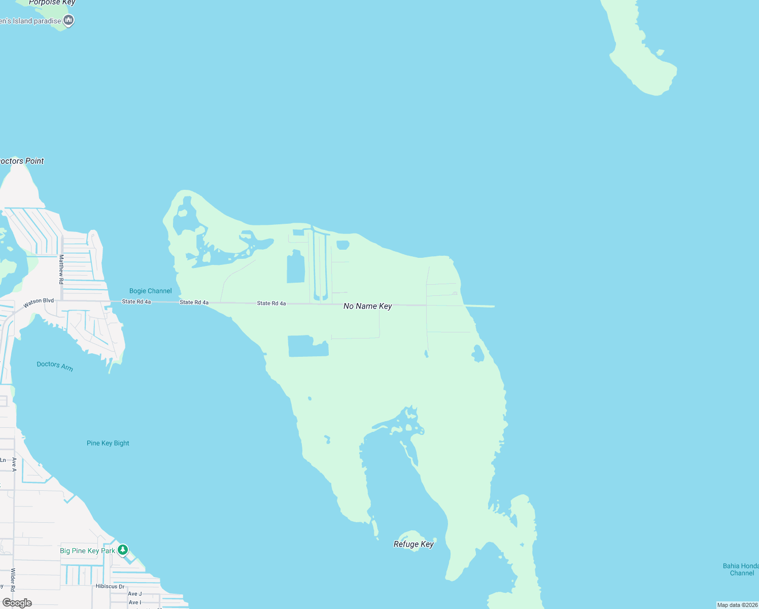 map of restaurants, bars, coffee shops, grocery stores, and more near State Road 4a in Big Pine Key