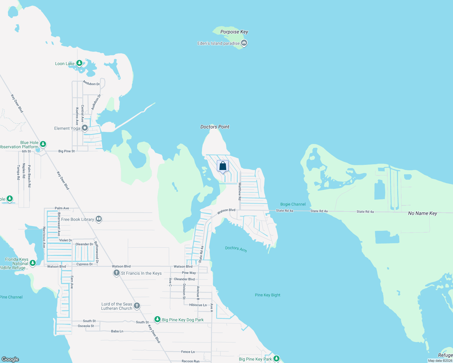 map of restaurants, bars, coffee shops, grocery stores, and more near 2008 San Remo Drive in Big Pine Key