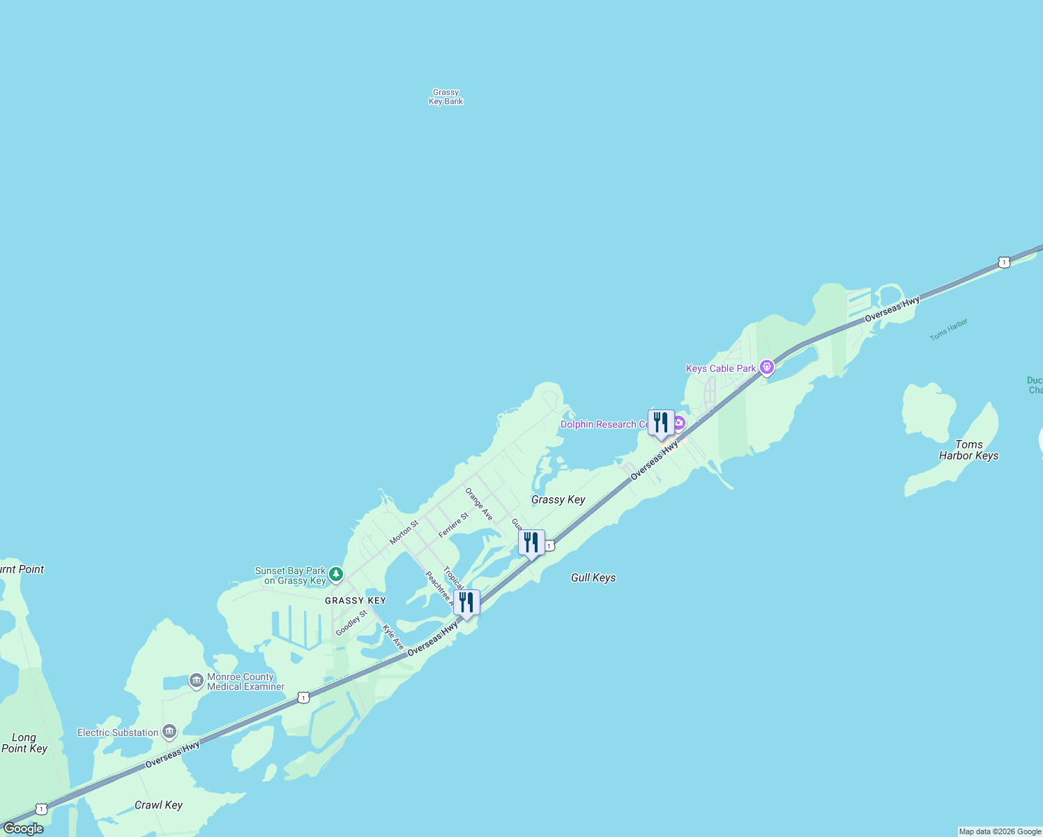 map of restaurants, bars, coffee shops, grocery stores, and more near 57681 Morton Street in Marathon