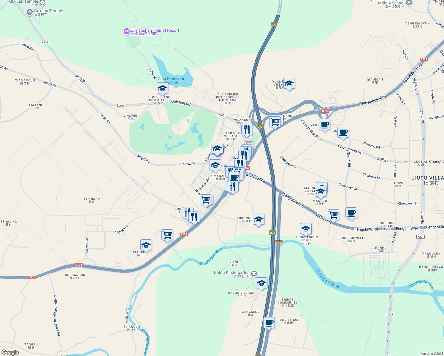 map of restaurants, bars, coffee shops, grocery stores, and more near in Quanzhou