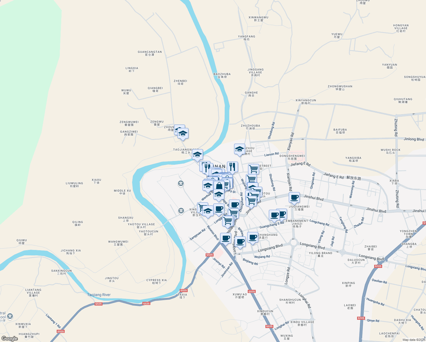 map of restaurants, bars, coffee shops, grocery stores, and more near in Ganzhou
