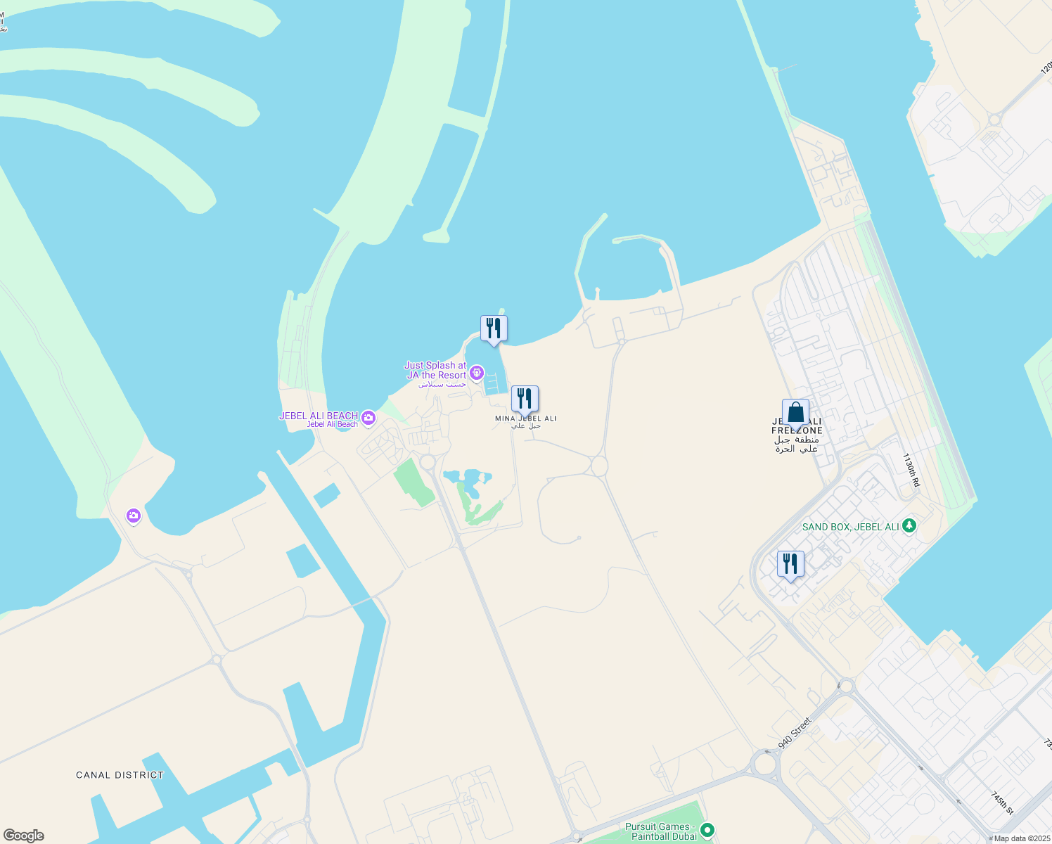 map of restaurants, bars, coffee shops, grocery stores, and more near in Dubai