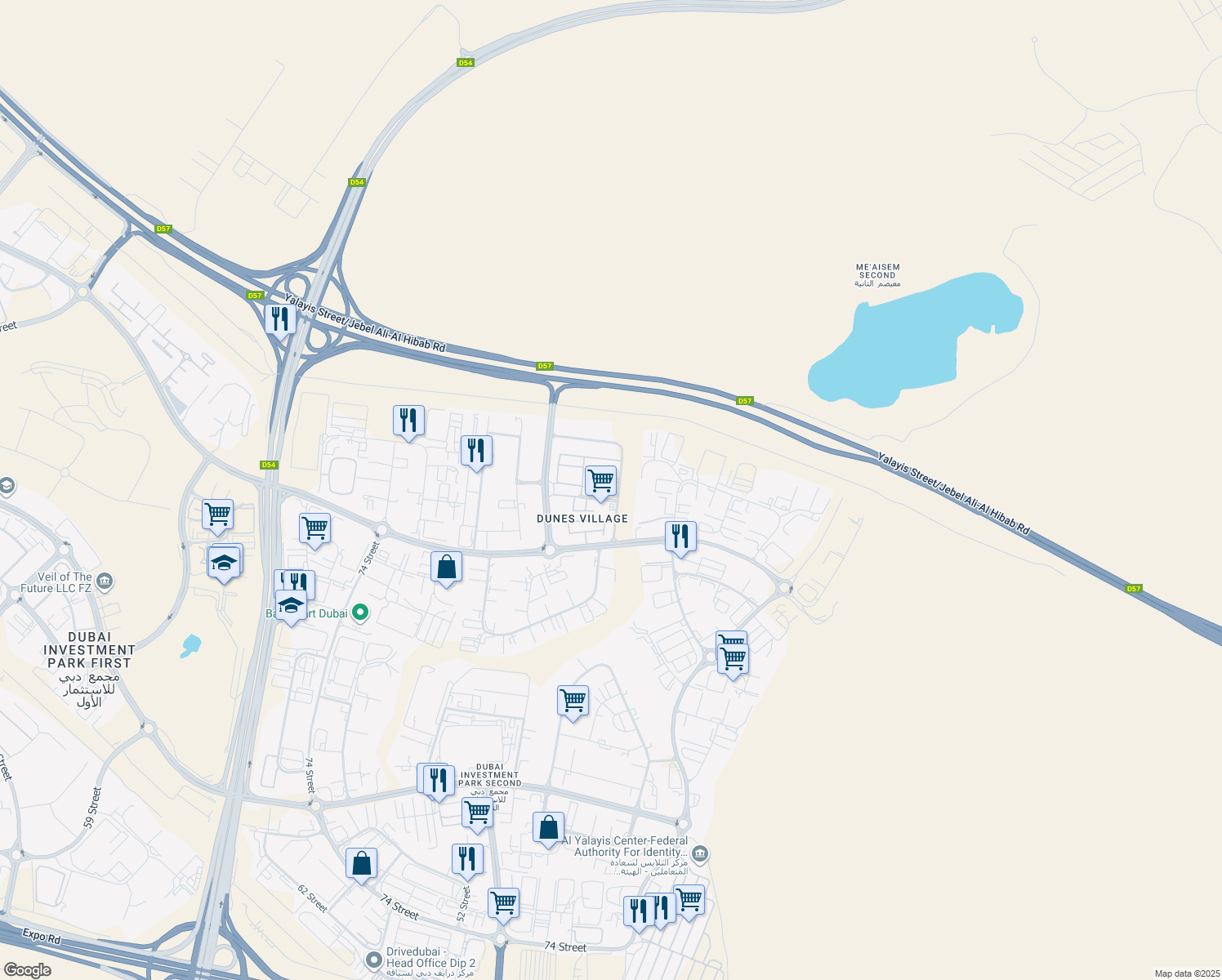 map of restaurants, bars, coffee shops, grocery stores, and more near in Dubai