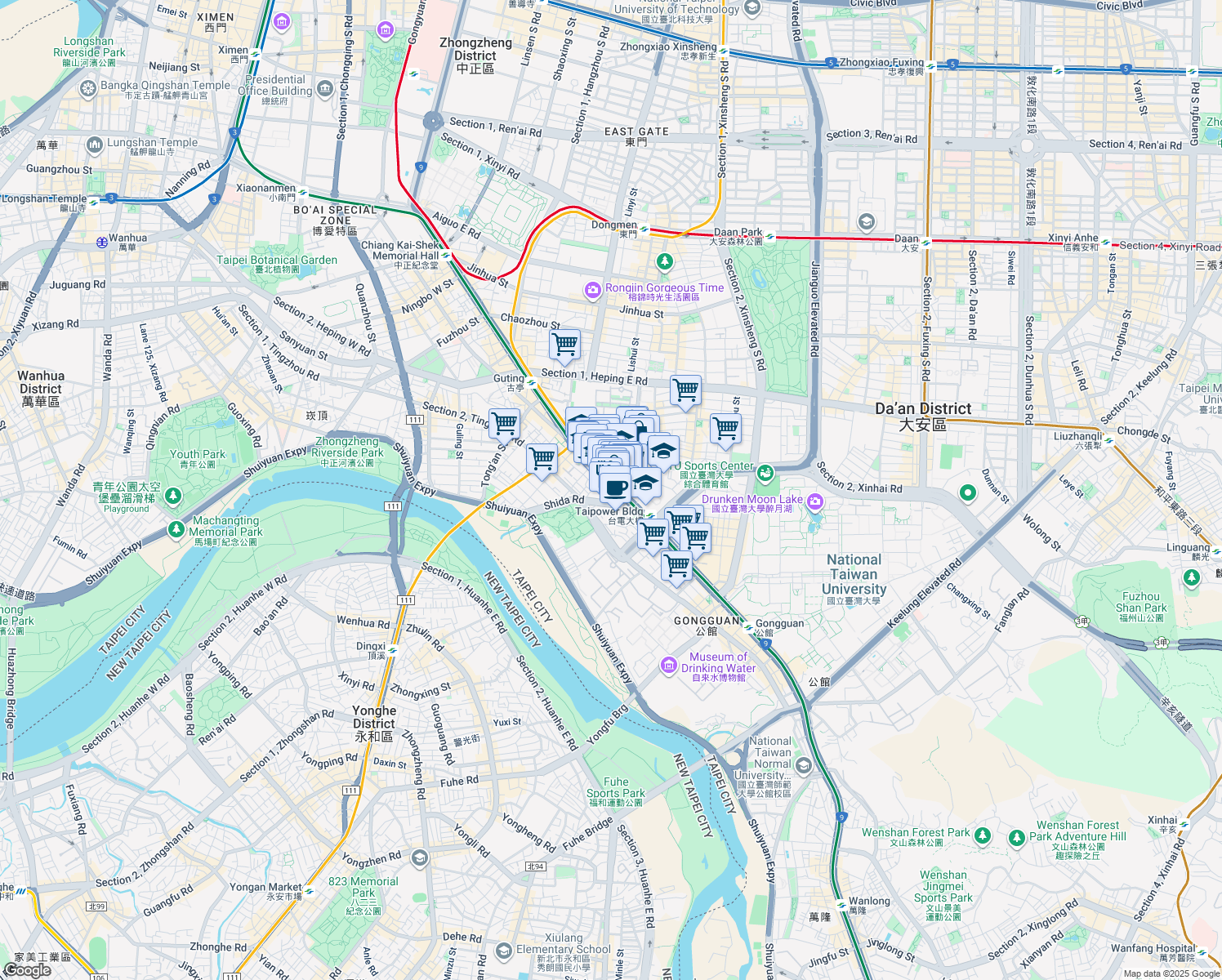 map of restaurants, bars, coffee shops, grocery stores, and more near in 