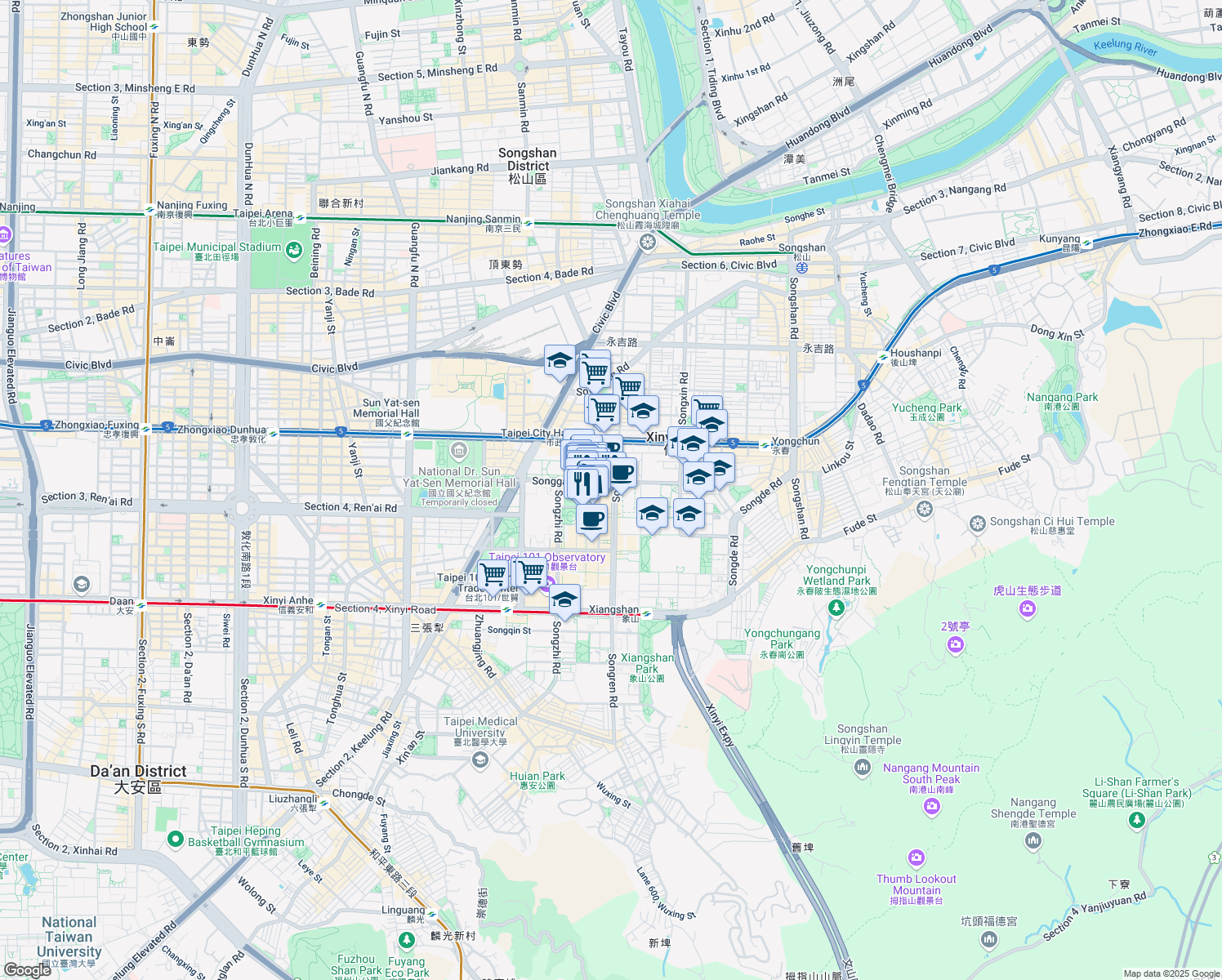 map of restaurants, bars, coffee shops, grocery stores, and more near in 