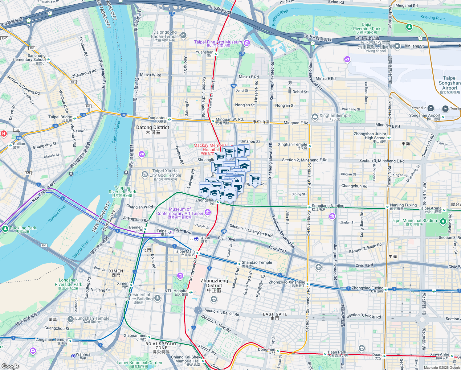 map of restaurants, bars, coffee shops, grocery stores, and more near in 